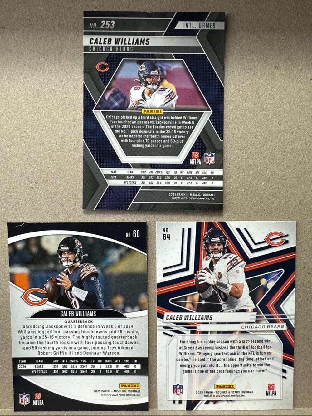 Caleb Williams Bears w/ Rookie cards of Loveland, Odunze, Burden, Kmet, Johnson - Picture 3 of 15
